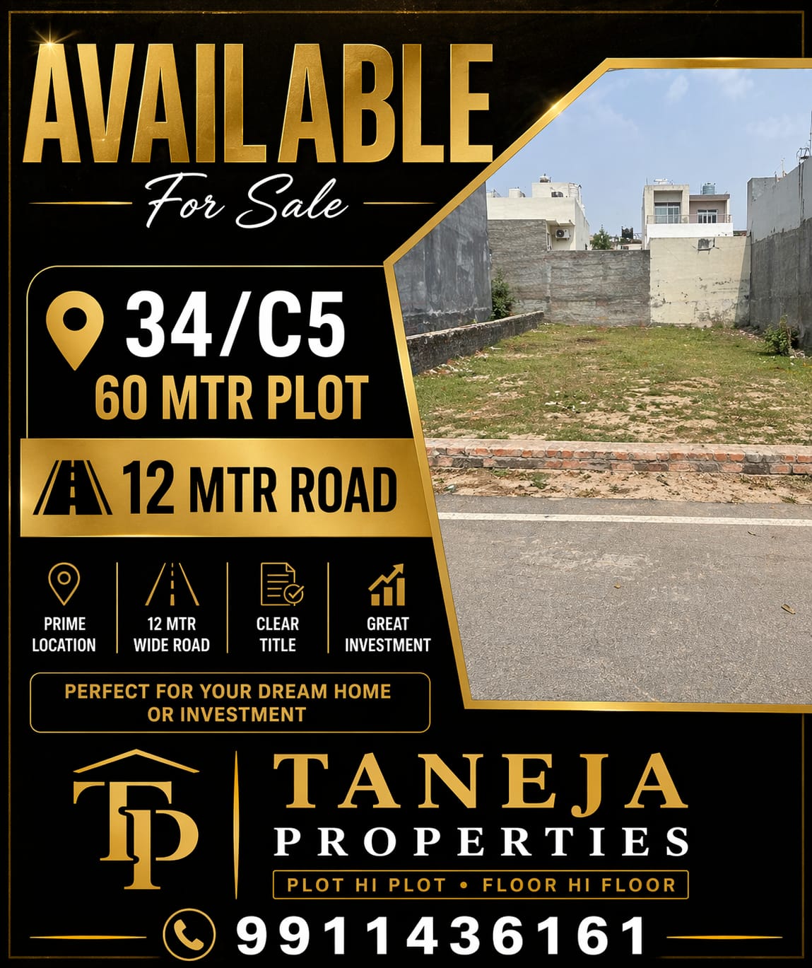SECTOR-34/POCKET-C5/60MTR PLOT/12MTR ROAD
