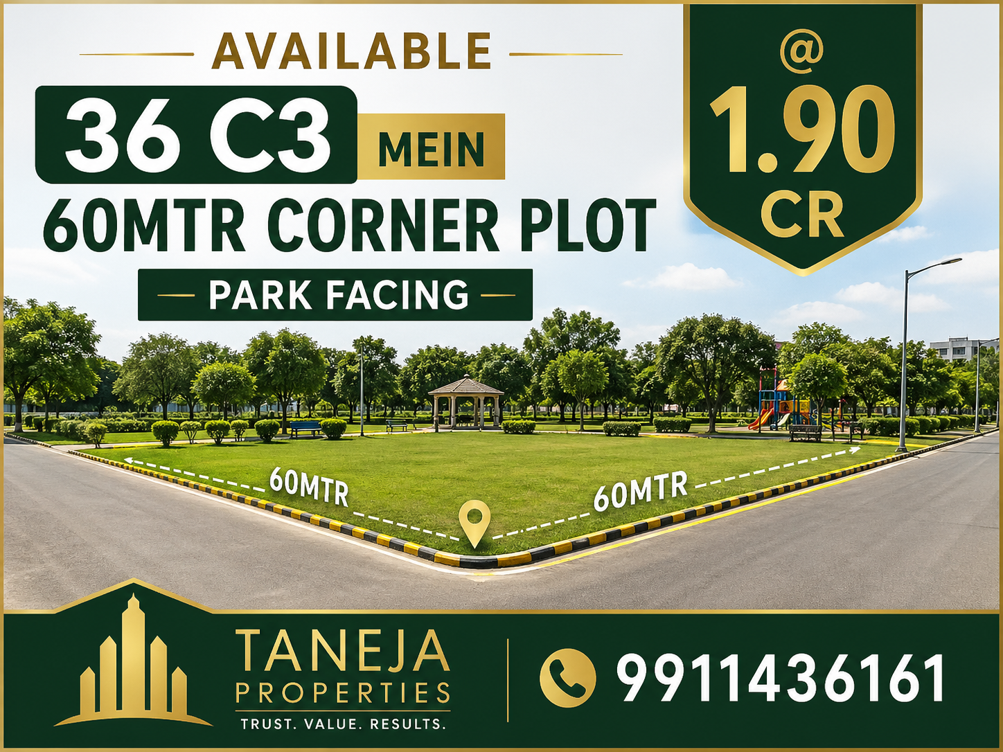 60MTR CORNER PLOT PARK FACING IN ROHINI SECTOR 36 C3